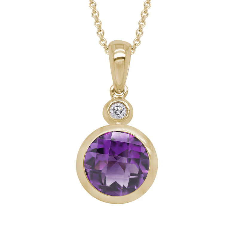 14K Yellow Gold Bezel Set Amethyst Pendant