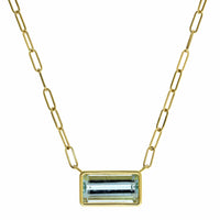 18K Yellow Gold Bezel Set Aquamarine Pendant