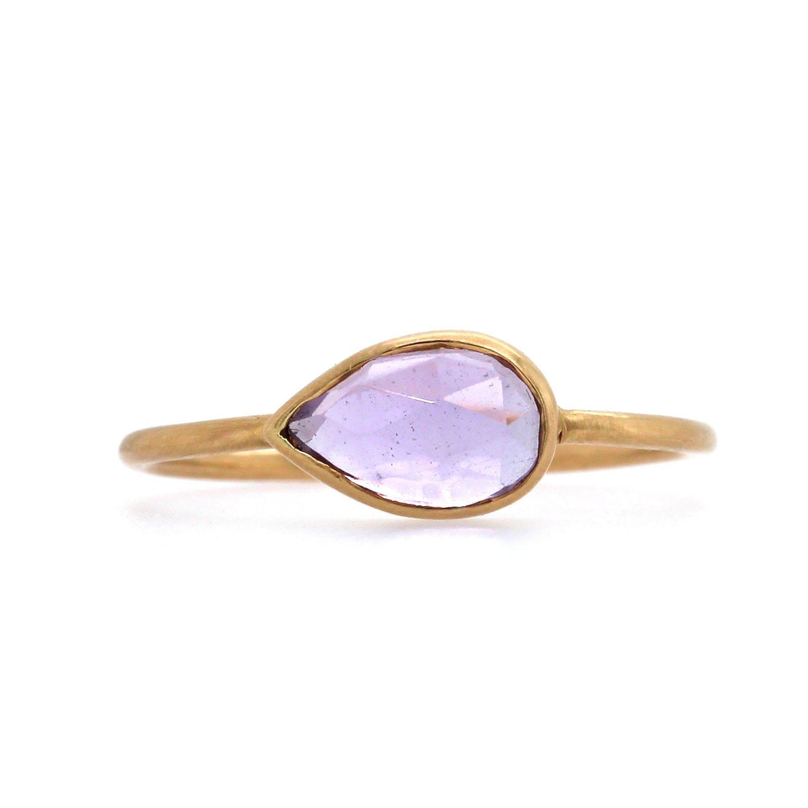 14K Yellow Gold Amethyst Bezel Set Ring