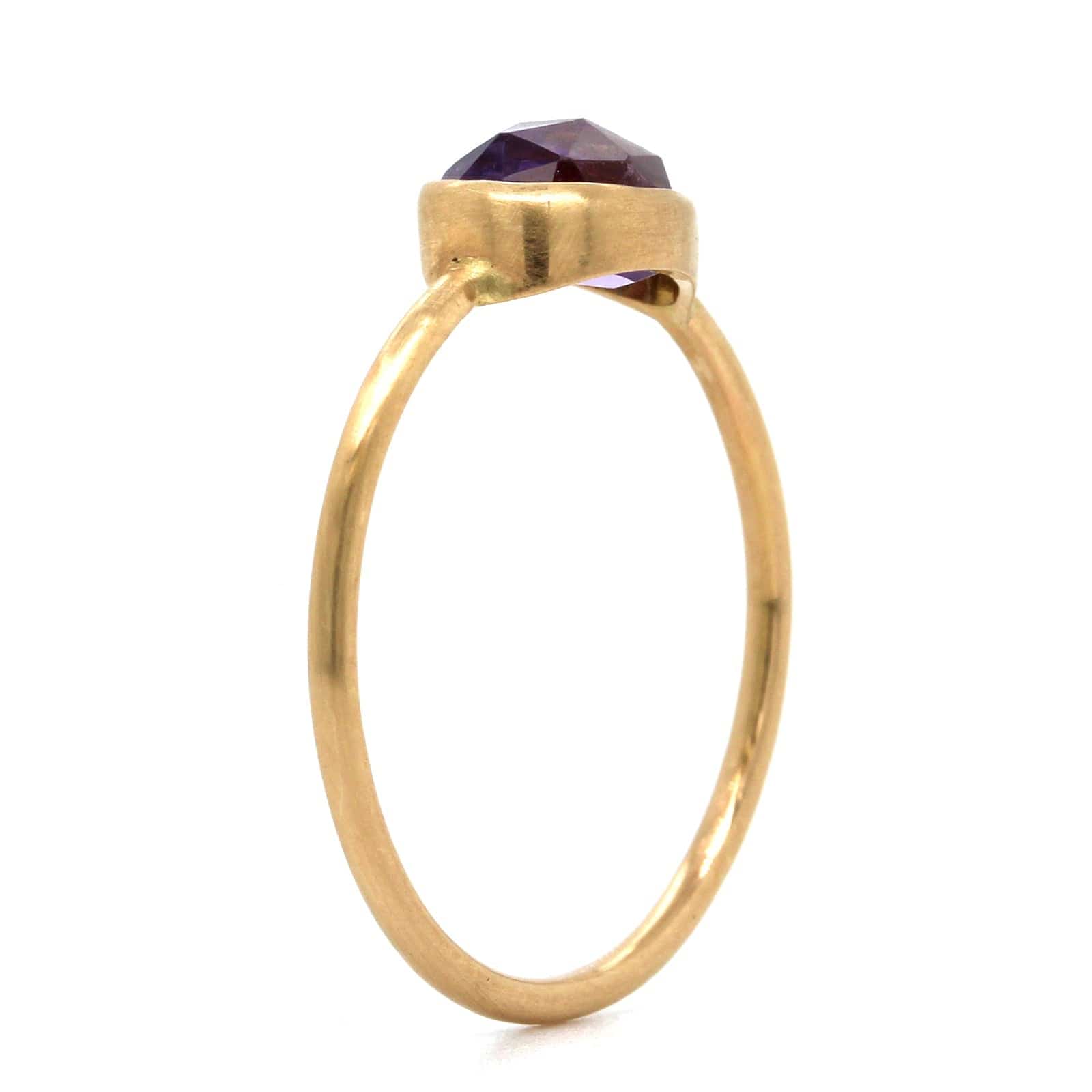 14K Yellow Gold Amethyst Bezel Set Ring