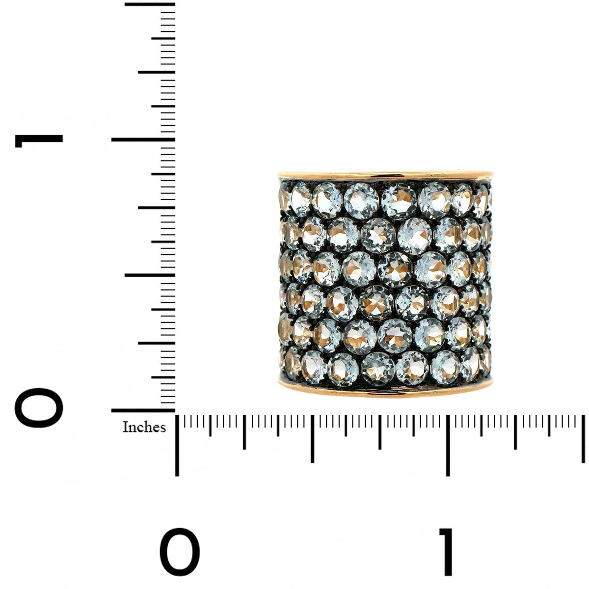 Etho Maria 18K Yellow Gold Blue Topaz and Black Rhodium 6 Row Ring