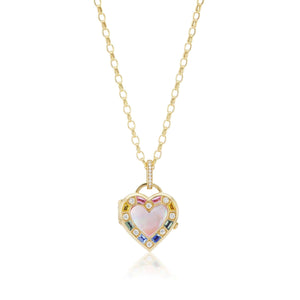 18K Yellow Gold Heart Shaped Push Button Locket