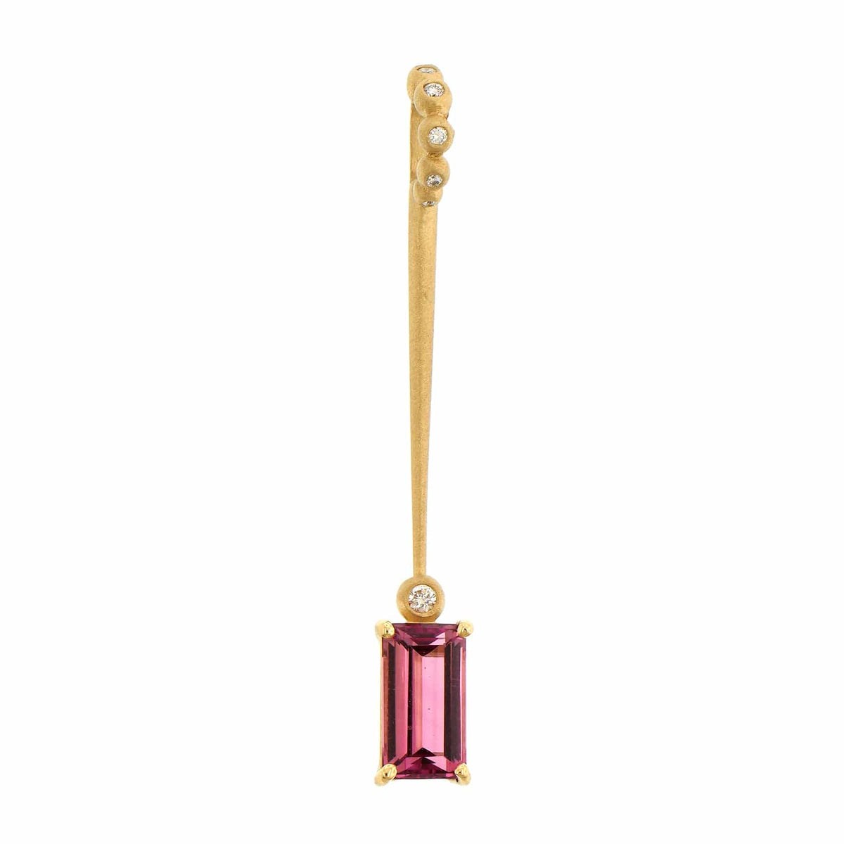 Suzy Landa 18K Yellow Gold Pink Tourmaline and Diamond Lolli Pendant