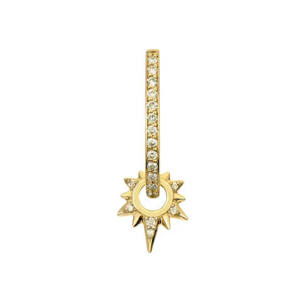 14K Yellow Gold Tiny Love Explosion Starburst Diamond Charm