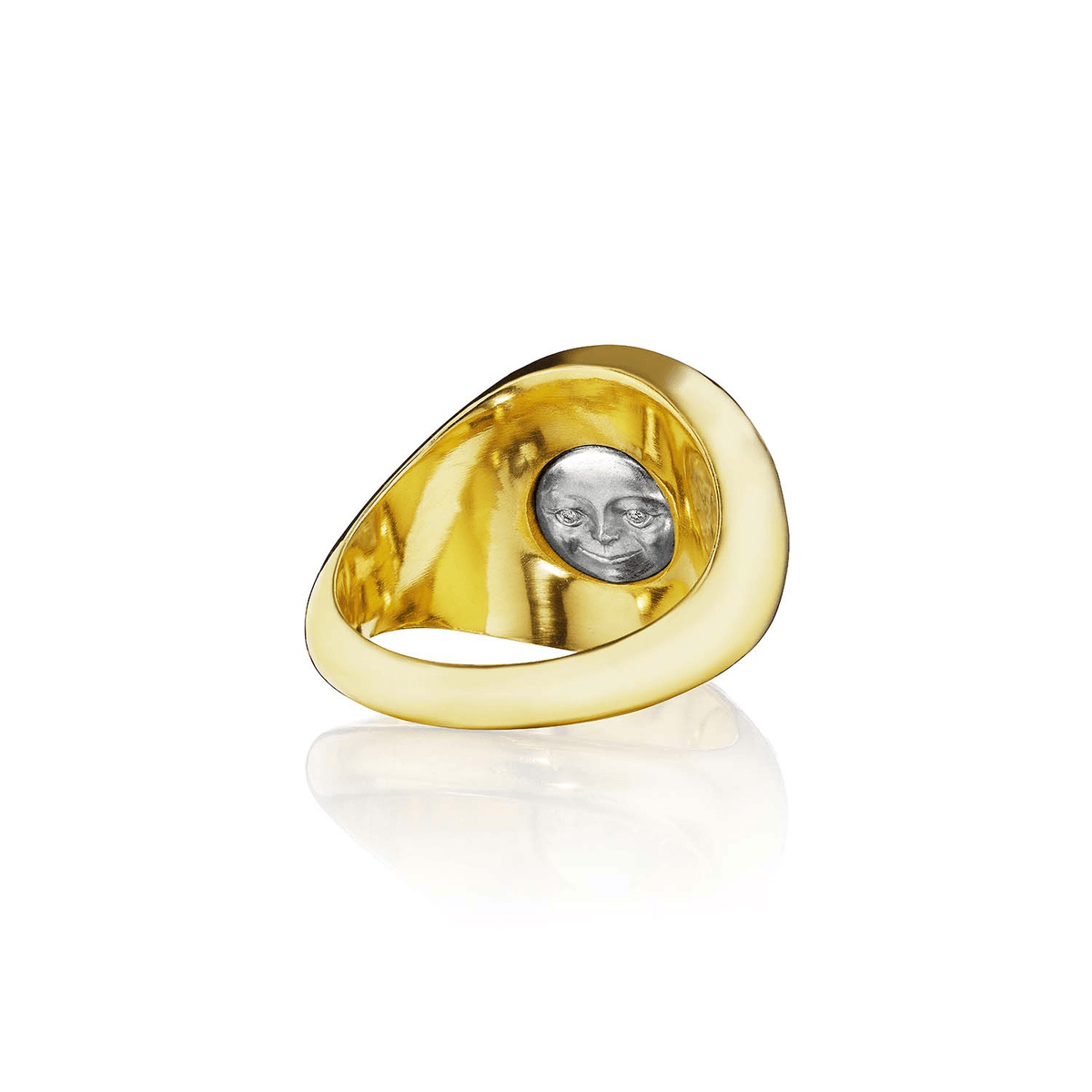 18K Yellow Gold and Platinum Diamond Topaz Sunday Ring