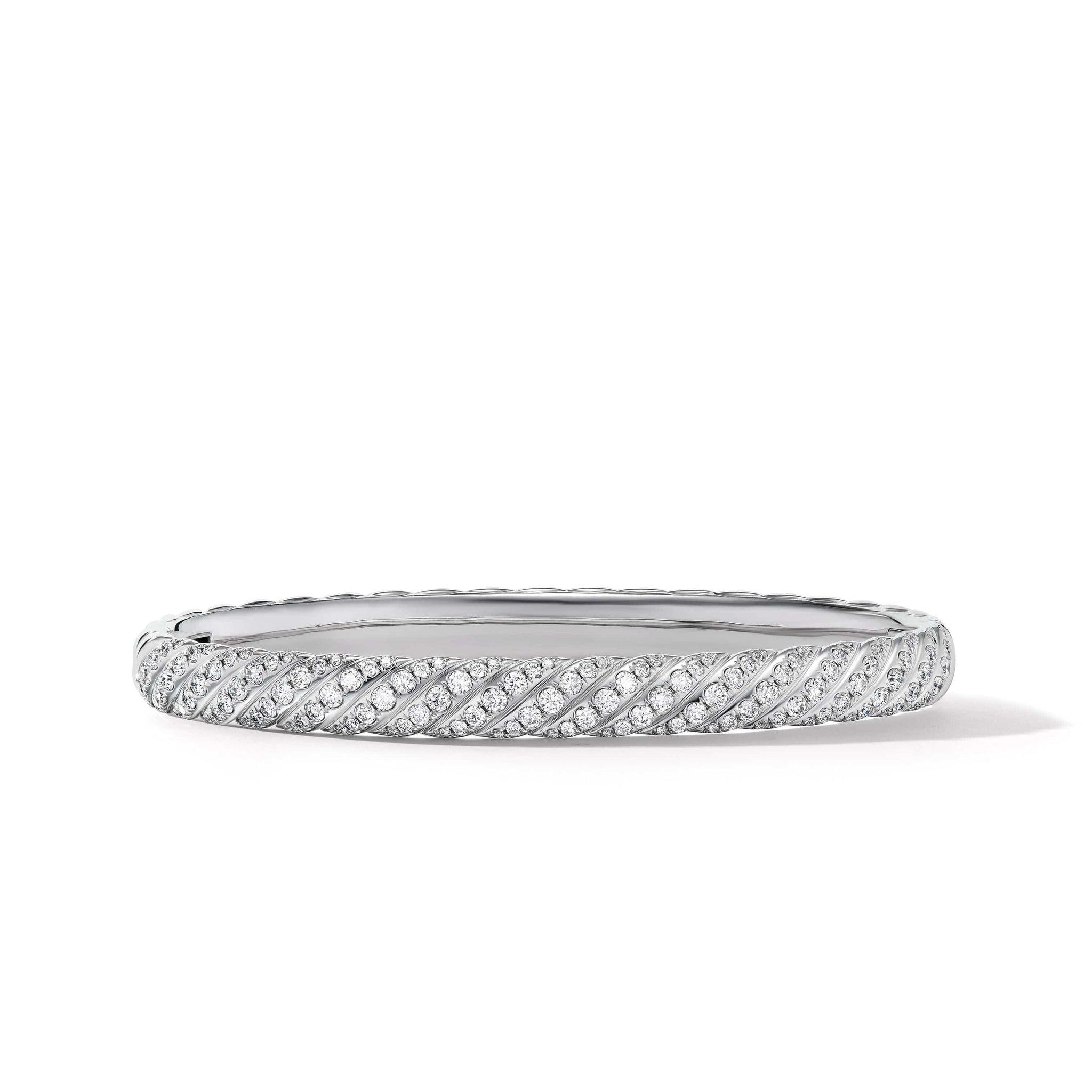 Sculpted Cable Bangle Bracelet in 18K White Gold