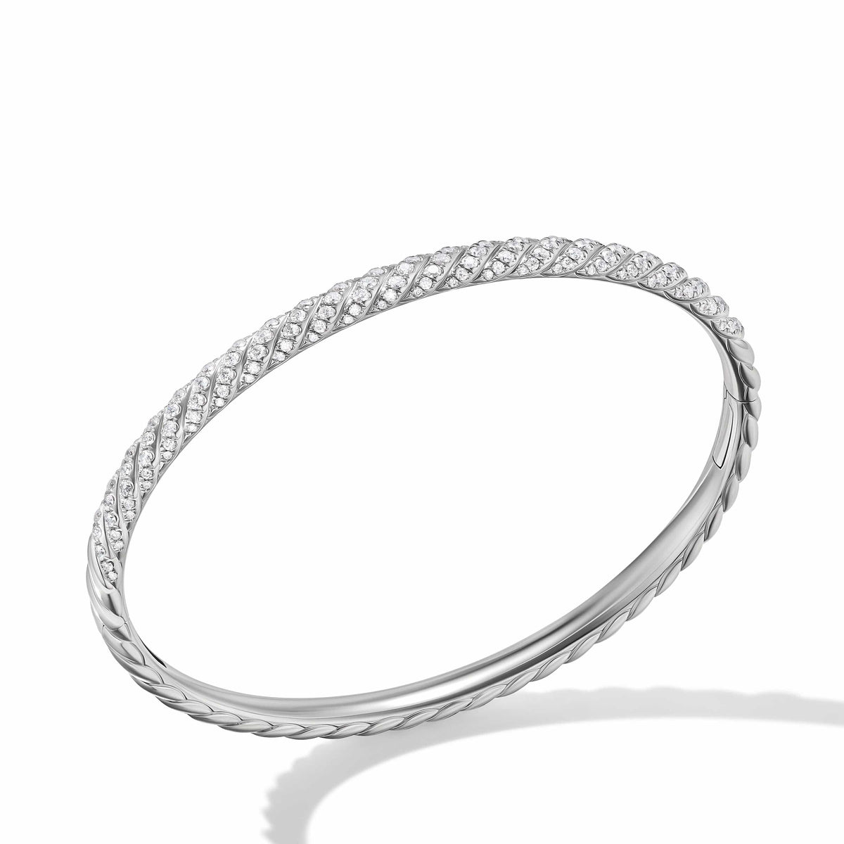 Sculpted Cable Bangle Bracelet in 18K White Gold