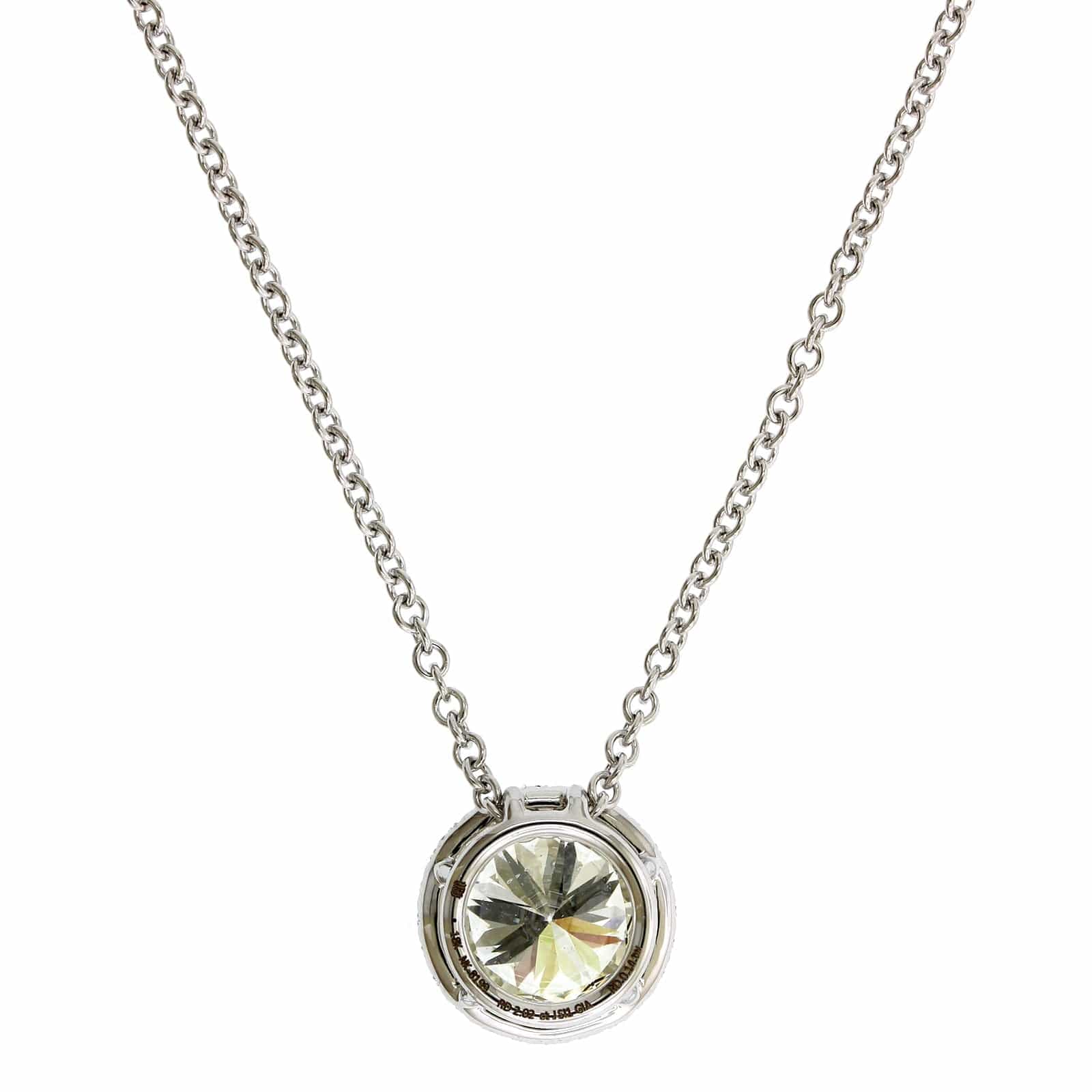 18K White Gold Round Diamond Halo Pendant