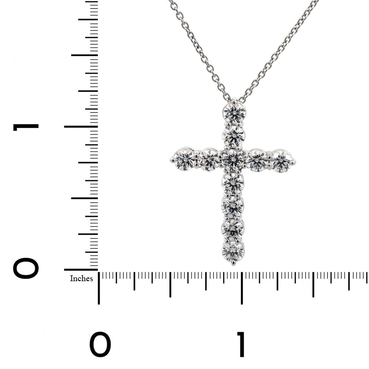 Platinum Diamond Cross Pendant 16-18" Necklace