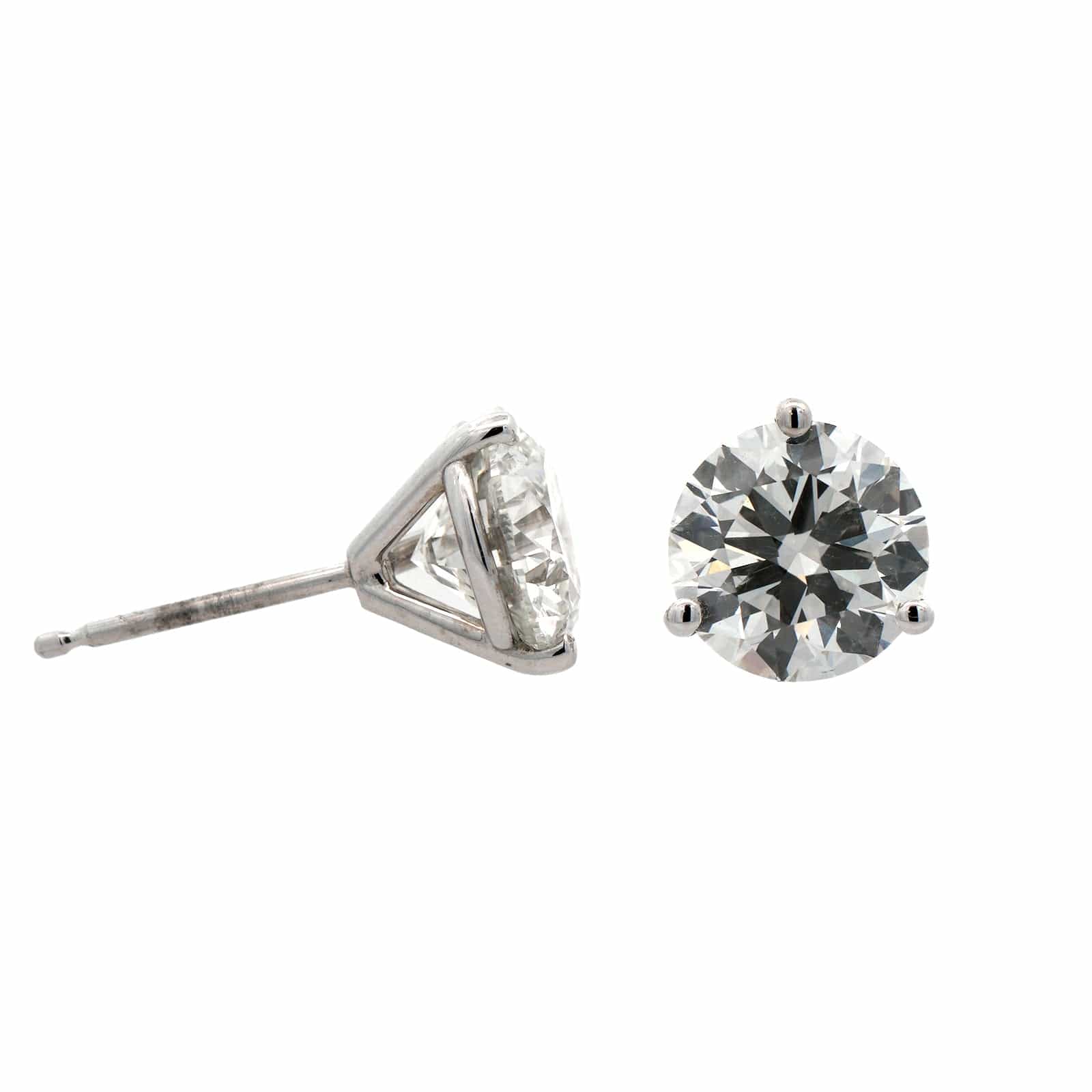 14K White Gold 3.03CTW Diamond Stud Earrings