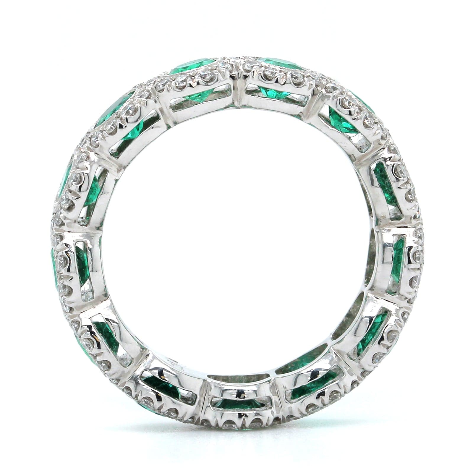 Platinum Emerald Diamond Halo Band