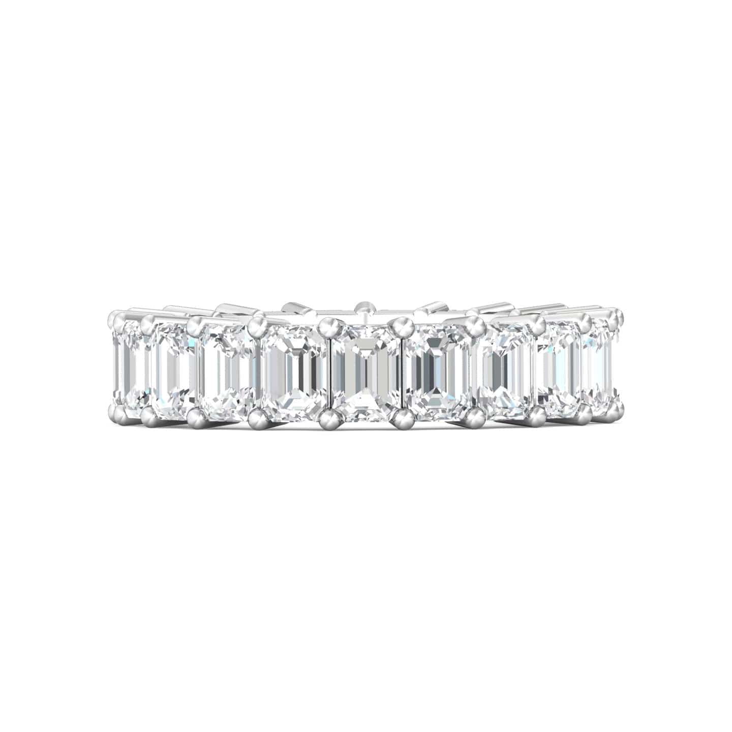 Platinum Emerald Cut Diamond Shared Prong Eternity Band