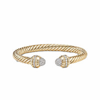 Cable Bracelet in 18K Yellow with Pavé Diamonds