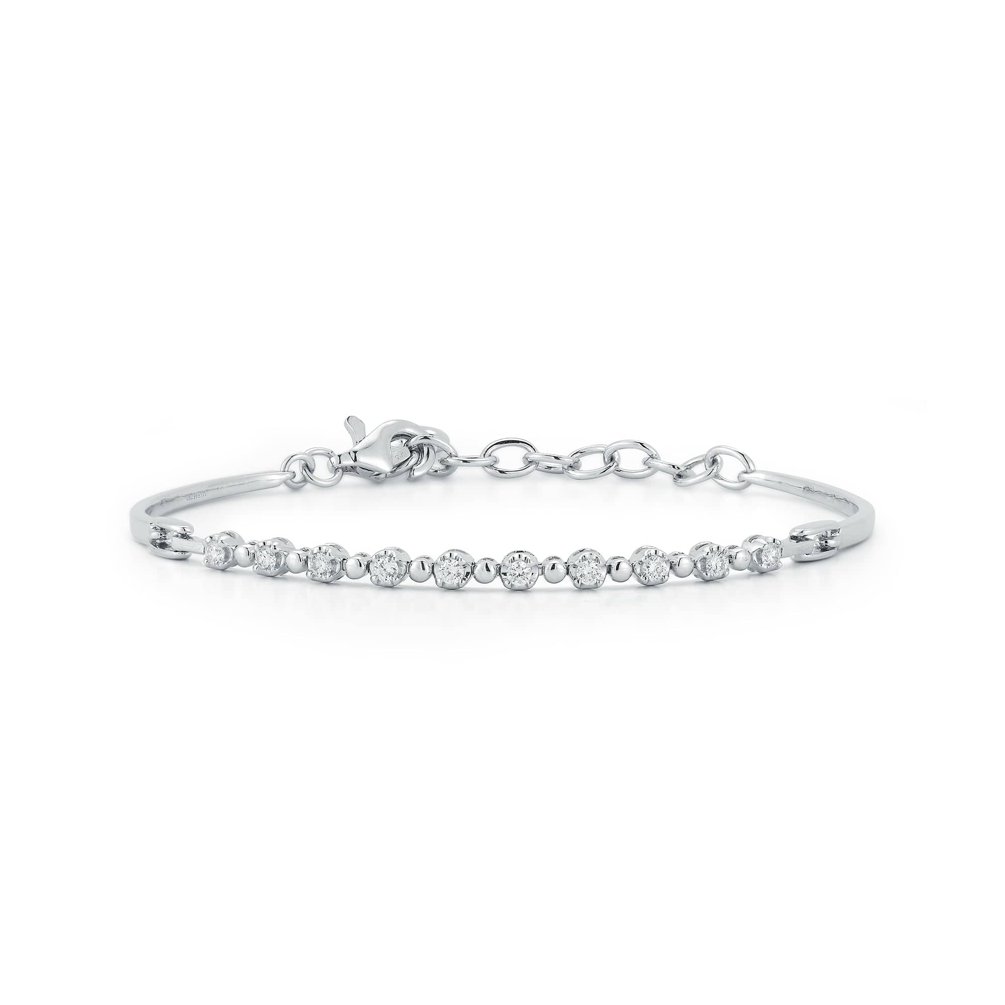 14K White Gold Diamond Row Bracelet