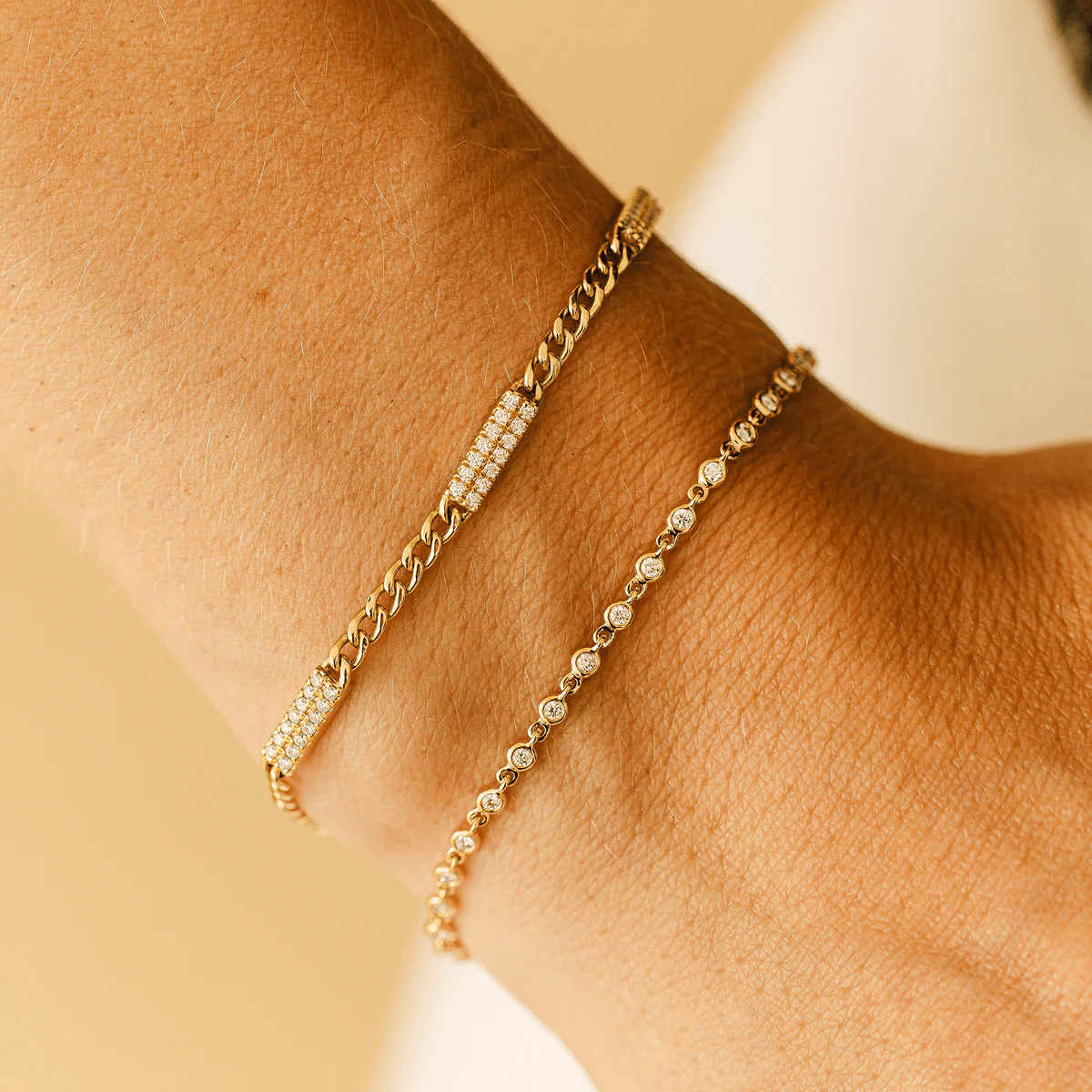 14K Yellow Gold Cuban Diamond Bracelet