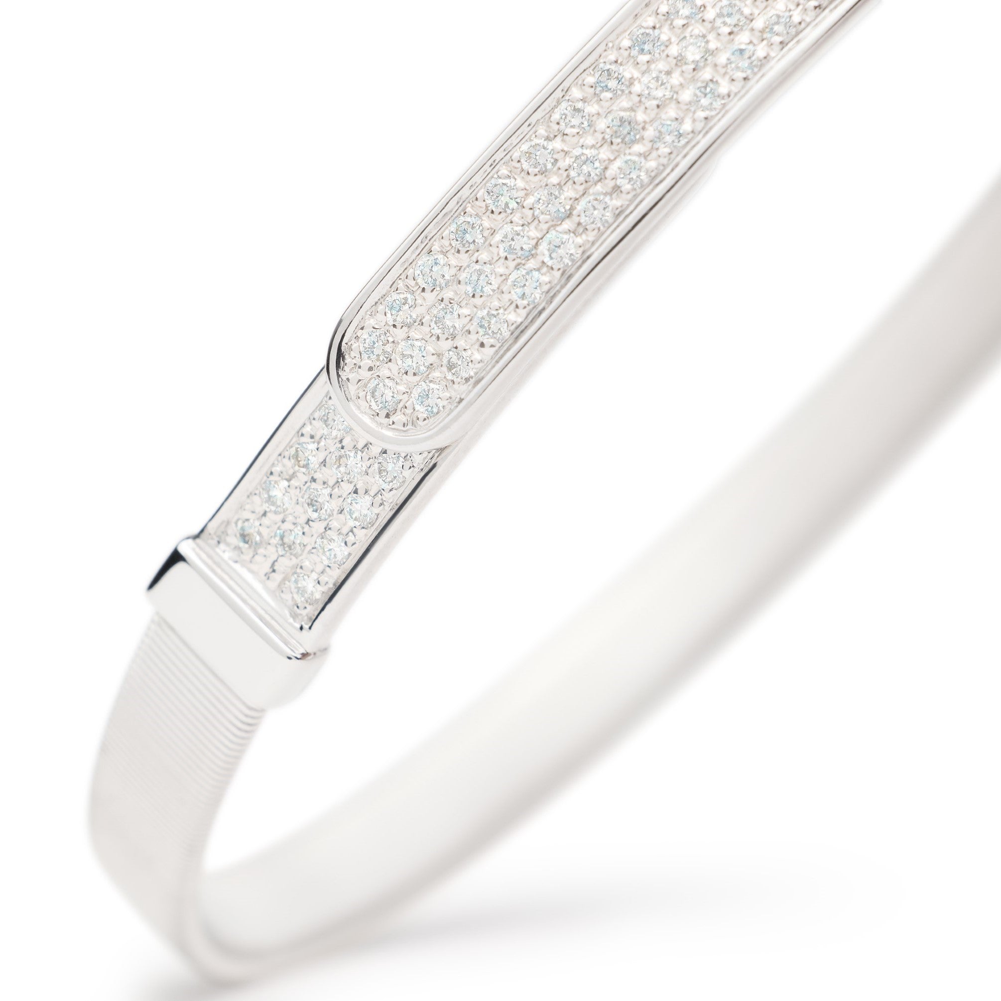 Marco Bicego 18K White Gold Thin Masai Diamond Coil Bracelet