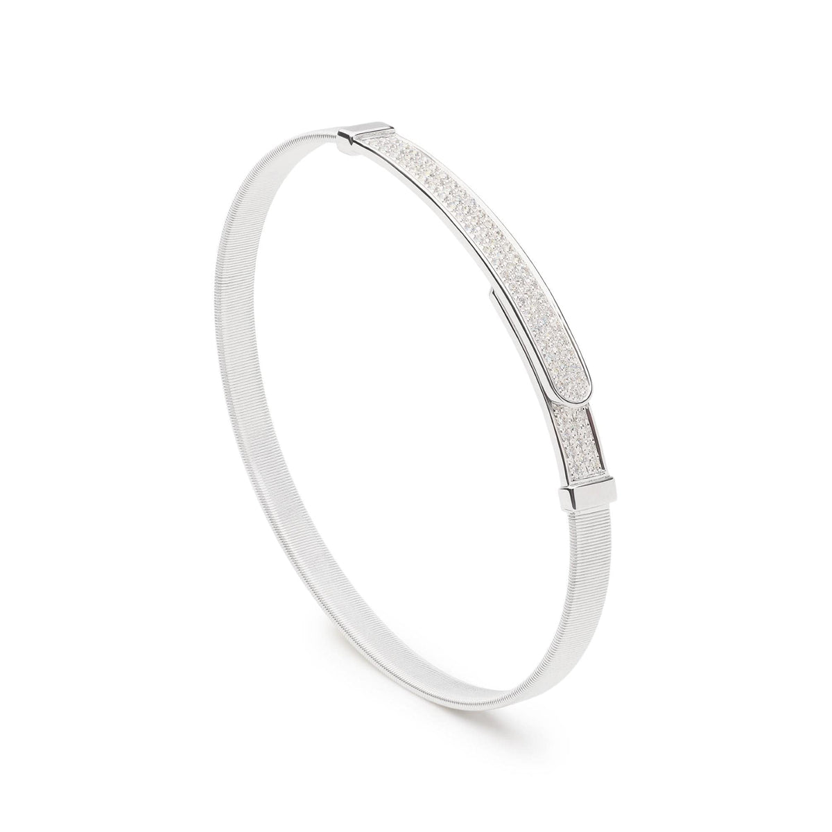 Marco Bicego 18K White Gold Thin Masai Diamond Coil Bracelet