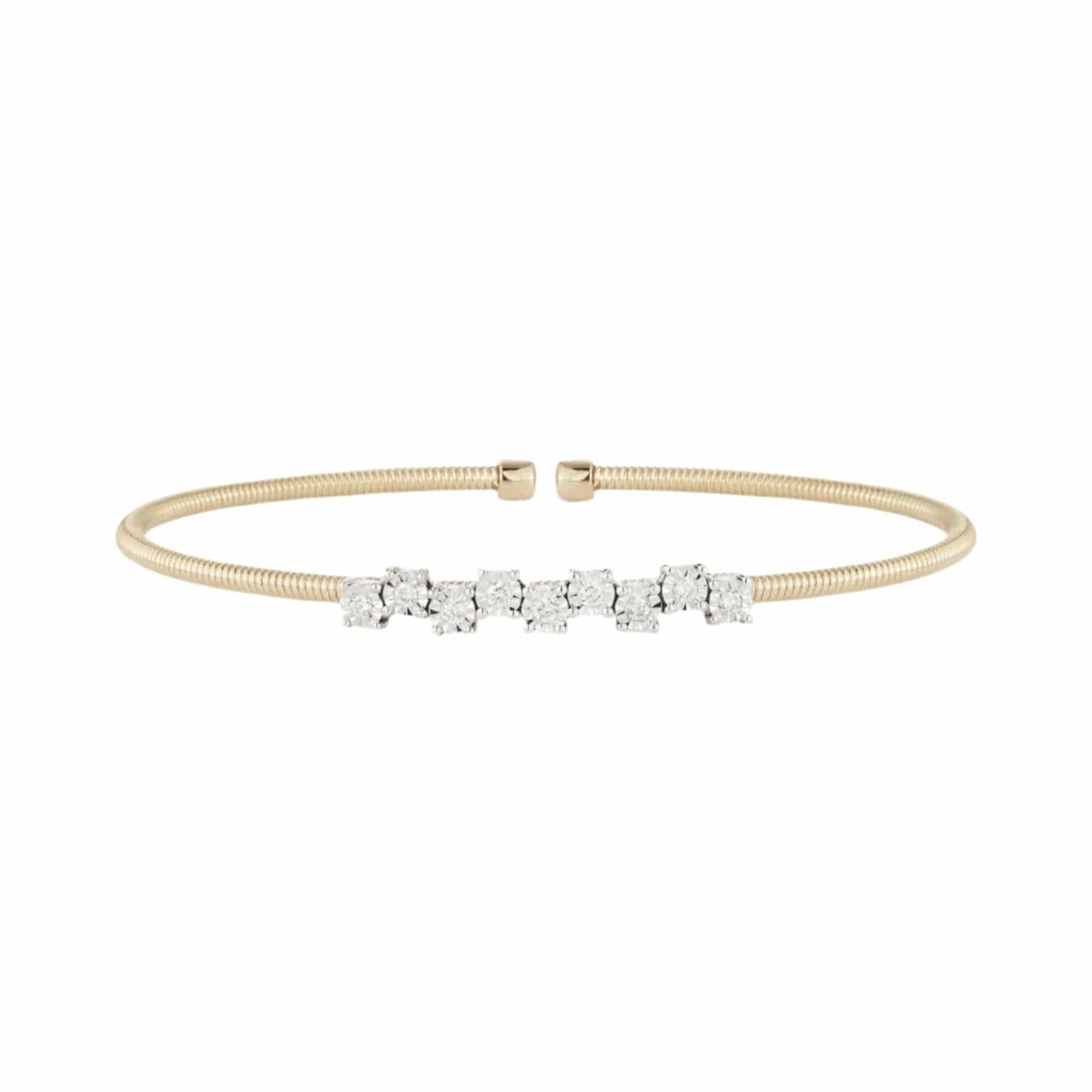 14K Yellow Gold Diamond Ava Bea Zig Zag Flexi Cuff Bracelet