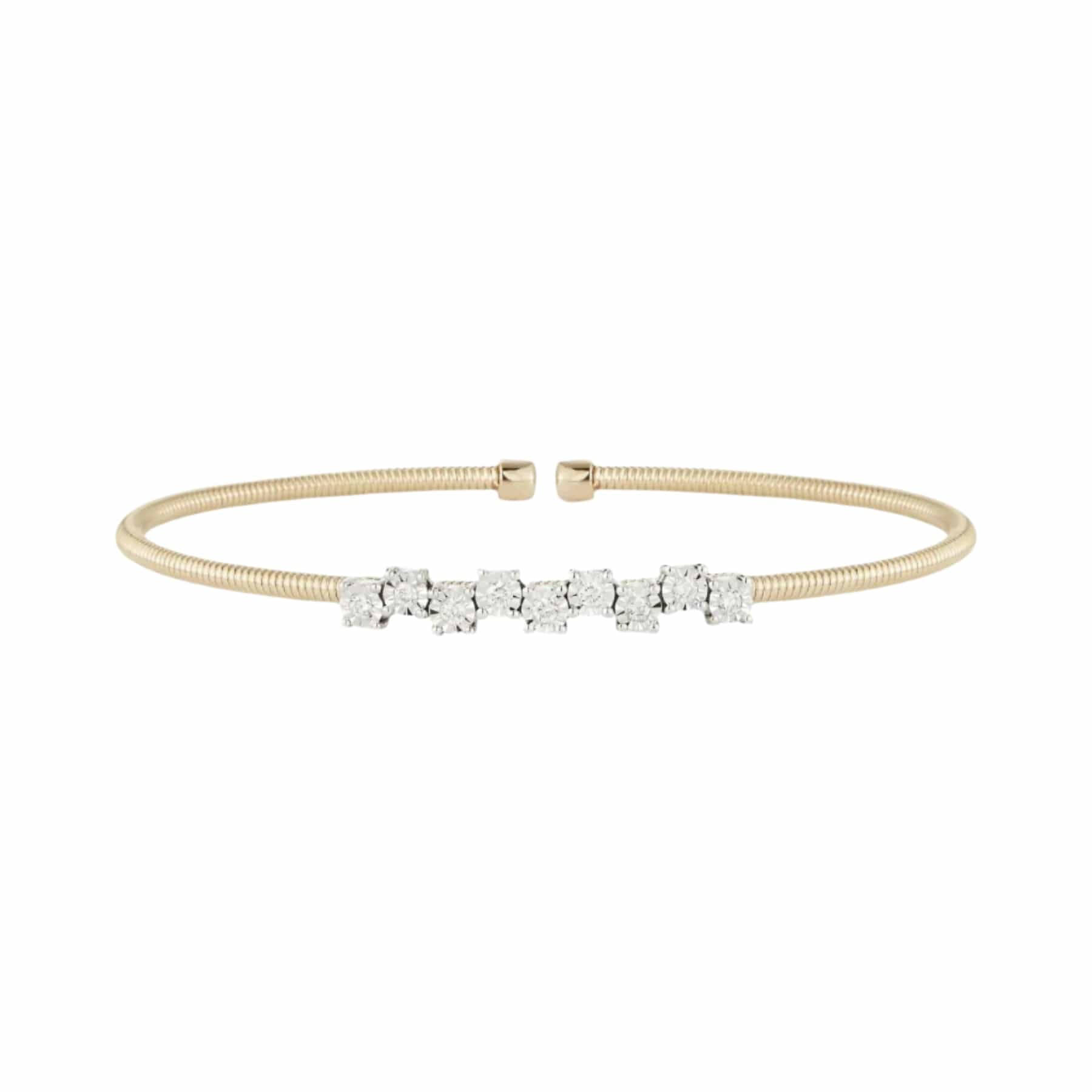 14K Yellow Gold Diamond Ava Bea Zig Zag Flexi Cuff Bracelet