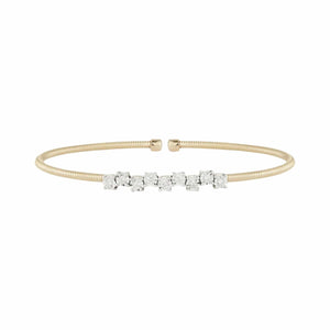 14K Yellow Gold Diamond Ava Bea Zig Zag Flexi Cuff Bracelet