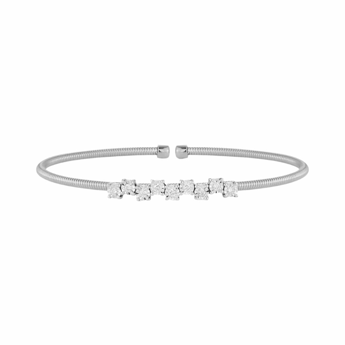 14K White Gold Diamond Ava Bea Zig Zag Flexi Cuff Bracelet