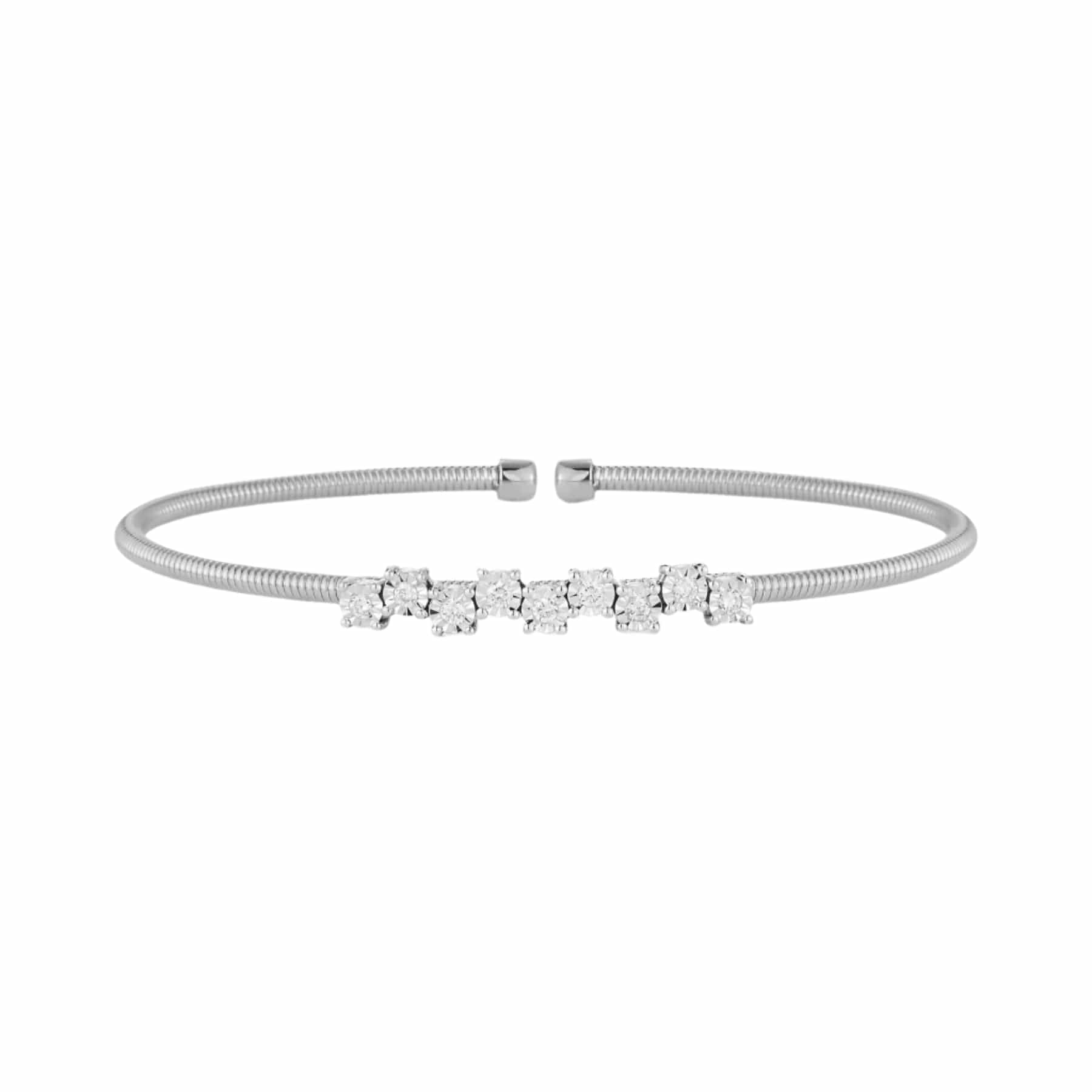 14K White Gold Diamond Ava Bea Zig Zag Flexi Cuff Bracelet