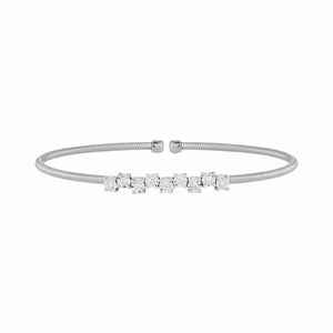 14K White Gold Diamond Ava Bea Zig Zag Flexi Cuff Bracelet