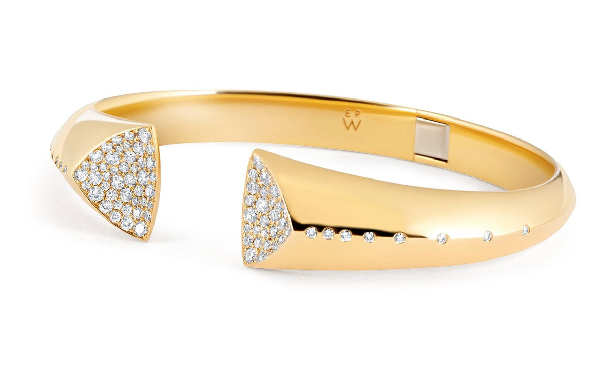 18K Yellow Gold Geode Diamond Cuff Bracelet