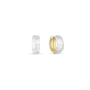 Roberto Coin 18K Yellow and White Gold Diamond Hoop Earrings