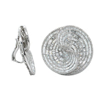 18K White Gold Diamond Swirl Earrings