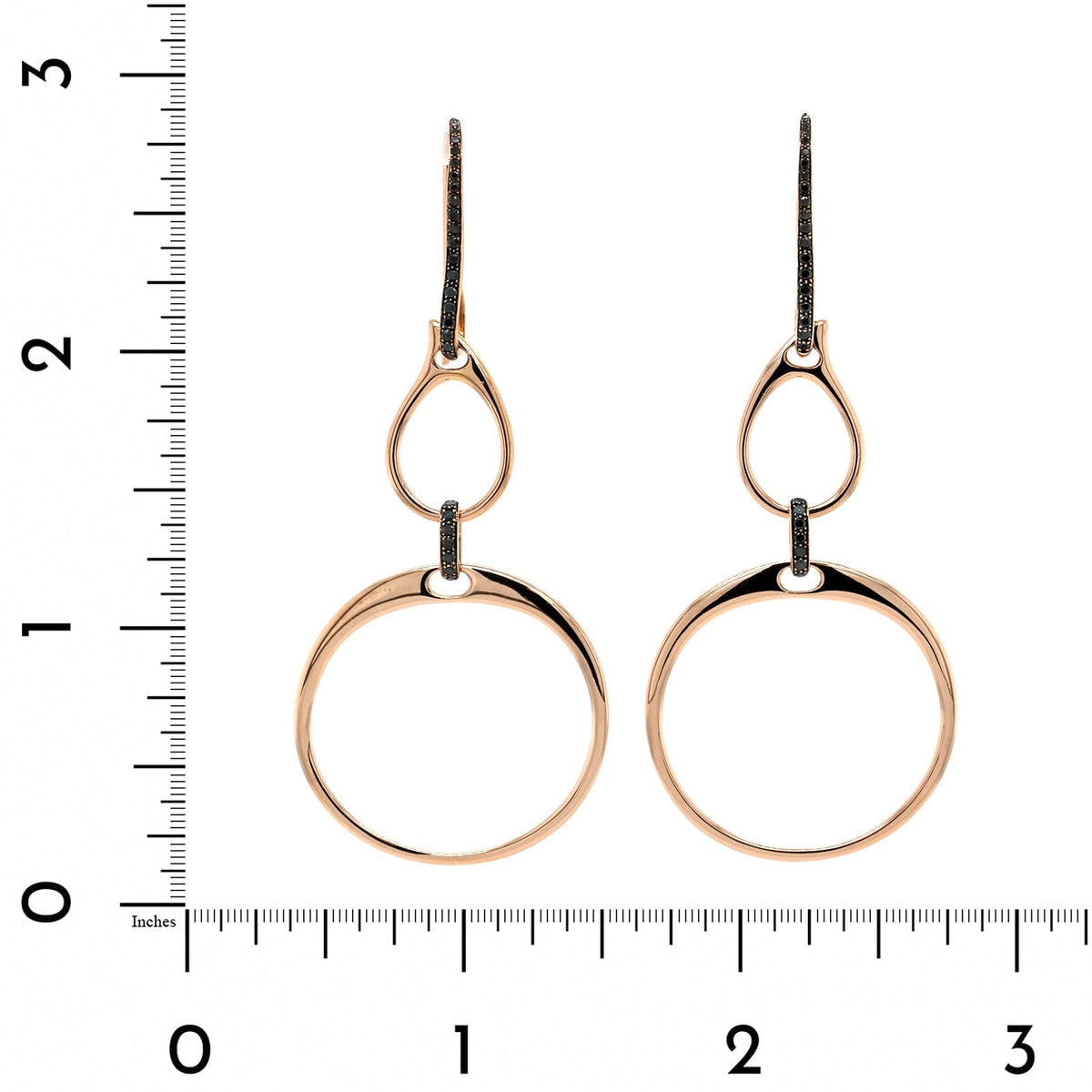 Etho Maria 18K Rose Gold Pave Black Diamond Circle Drop Earrings