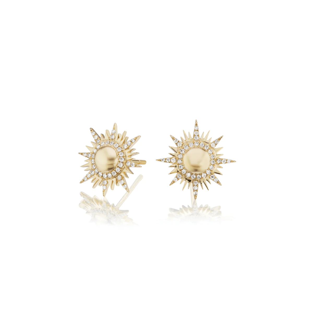 18K Yellow Gold Il Sole Diamond Stud Earrings