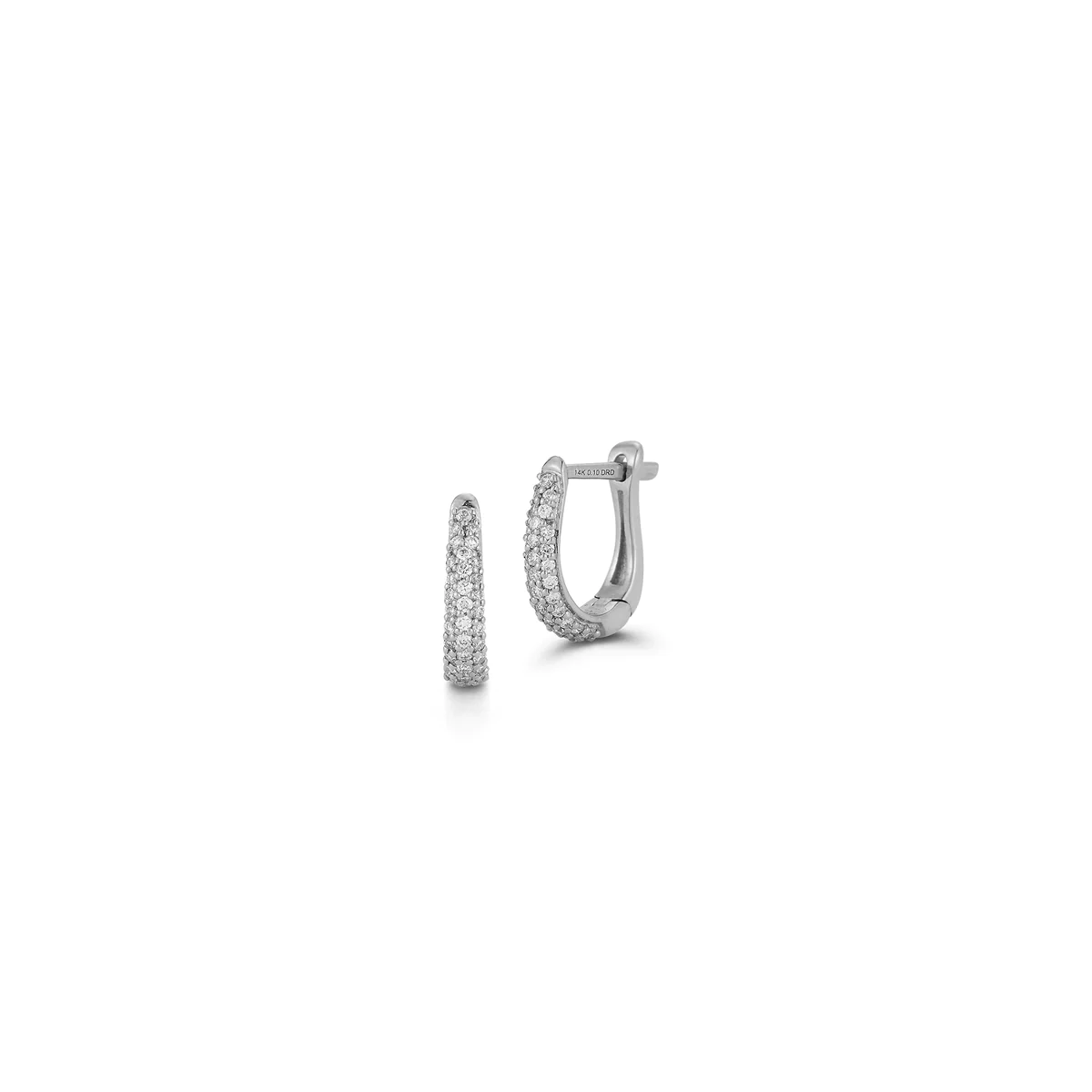 14K White Gold Tapered Diamond Mini Huggie Earrings