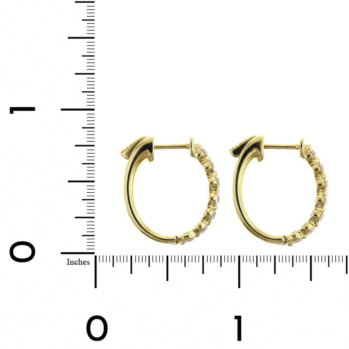 18K Yellow Gold Diamond Huggie Earrings