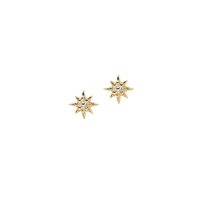 14K Yellow Gold North Star Stud Earrings