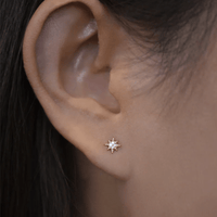 14K Yellow Gold North Star Stud Earrings