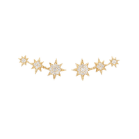 14K Yellow Gold Trio North Star Climber Earrings