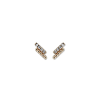 14K Yellow Gold Pave Diamond Bar Stud Earrings