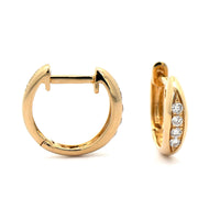 18K Yellow Gold Diamond Small Huggie Earrings