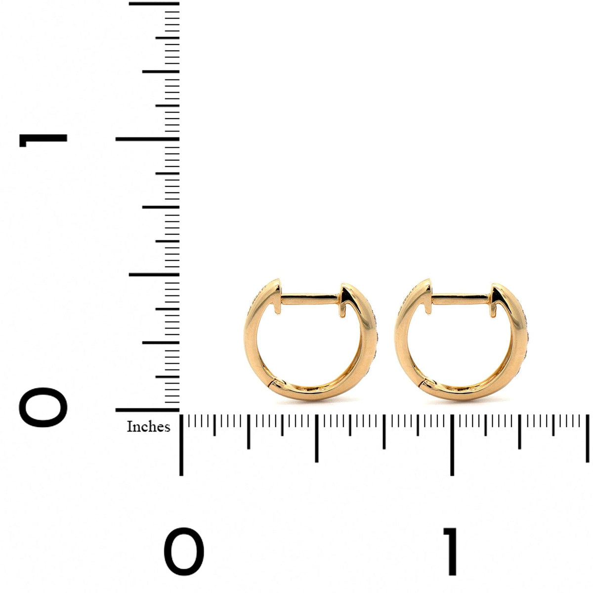 18K Yellow Gold Diamond Small Huggie Earrings