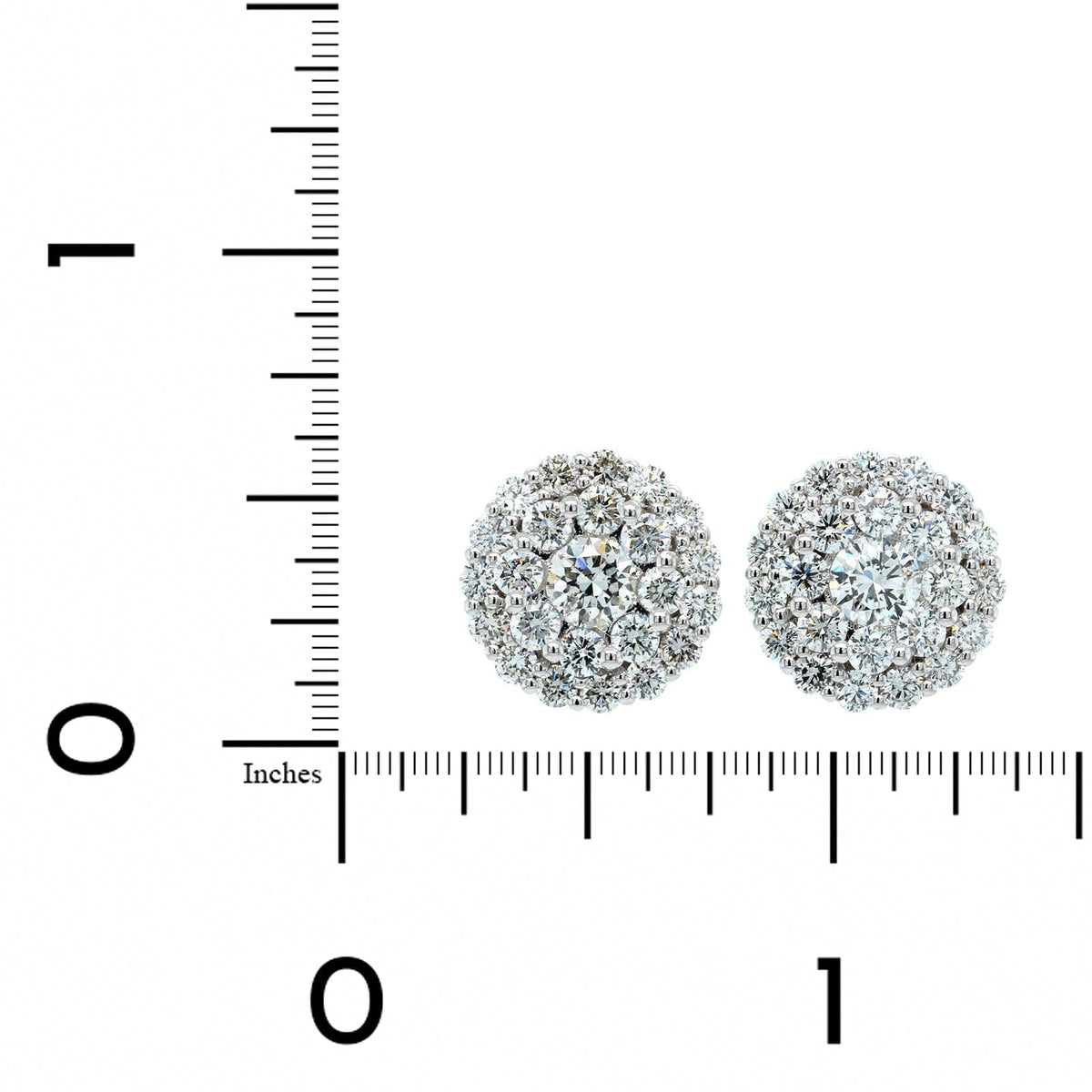 14K White Gold Diamond Cluster Earrings