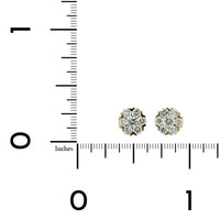 14K Yellow Gold Diamond Cluster Stud Earrings