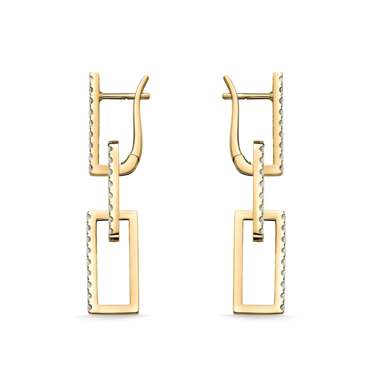 18K Yellow Gold Essentials Rectangle Diamond Drop Earrings