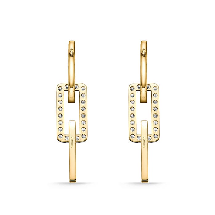 18K Yellow Gold Essentials Rectangle Diamond Drop Earrings