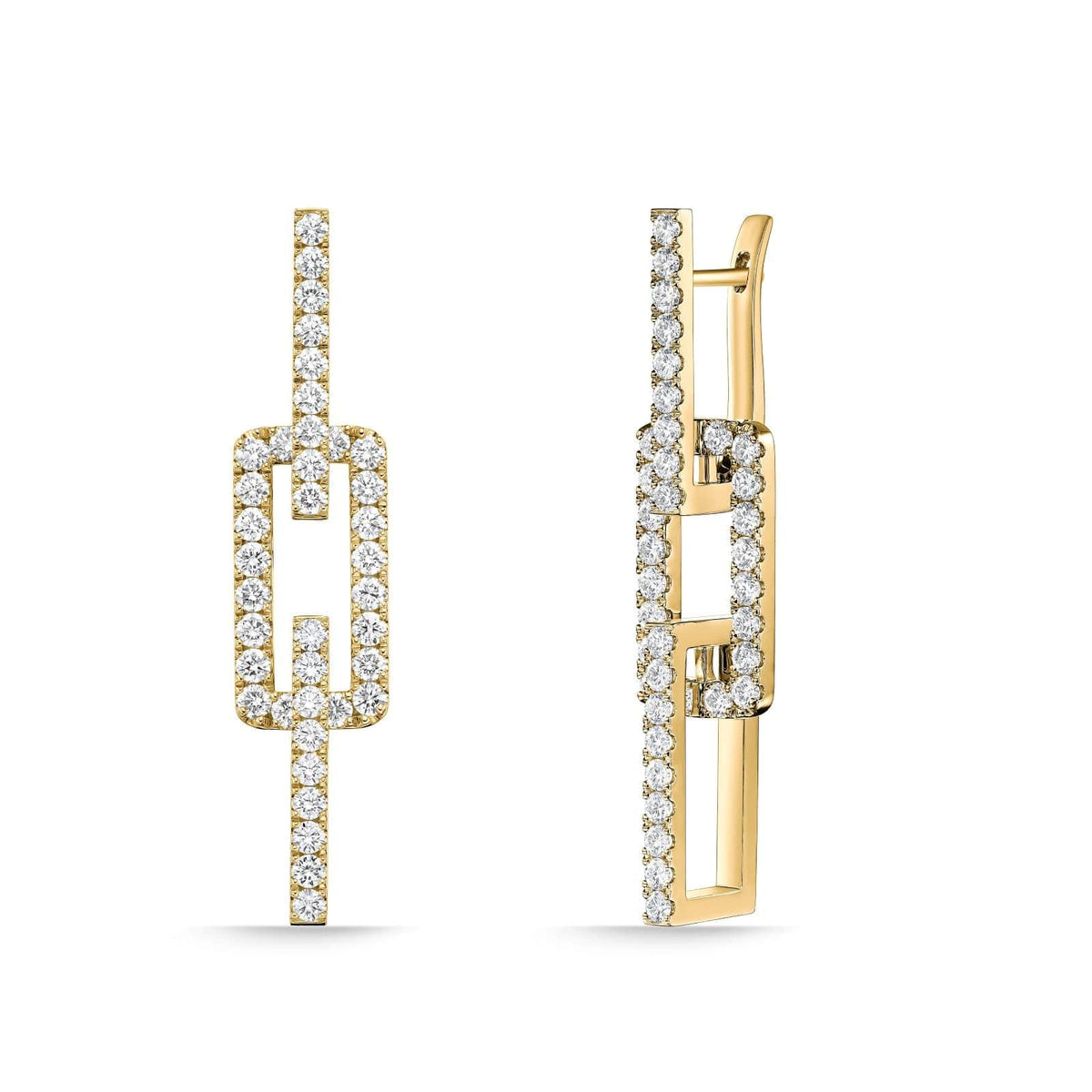 18K Yellow Gold Essentials Rectangle Diamond Drop Earrings