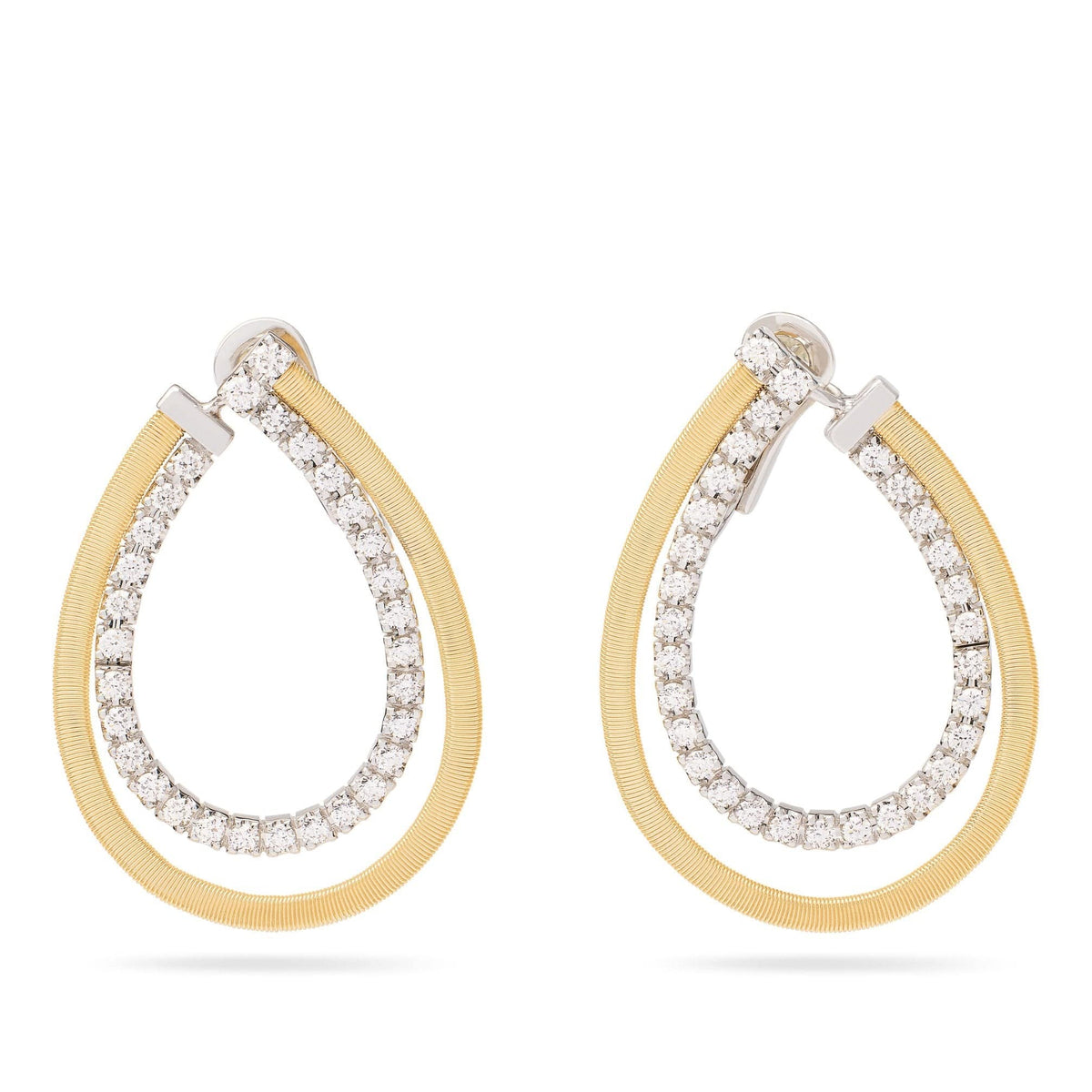 Marco Bicego Masai 18K Yellow and White Gold Diamond Drop Earrings