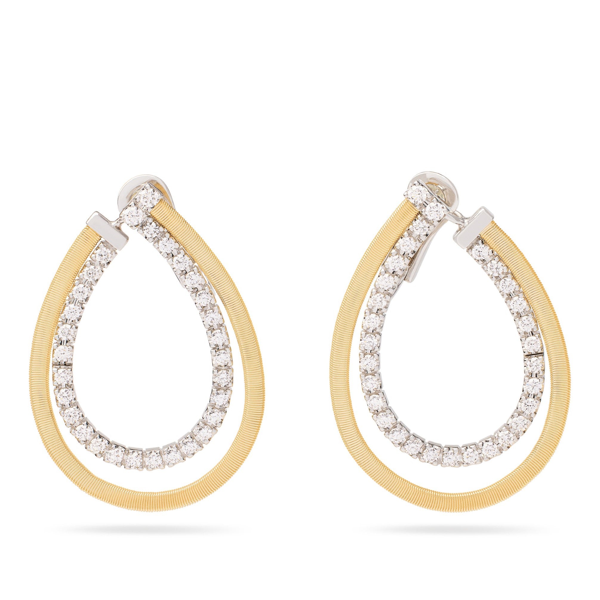 Marco Bicego Masai 18K Yellow and White Gold Diamond Drop Earrings