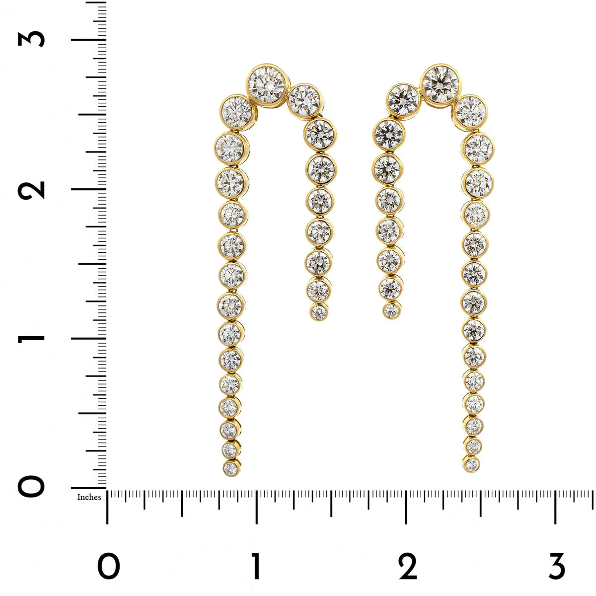 18K Yellow Gold Bezel Set Diamond Dangle Earrings