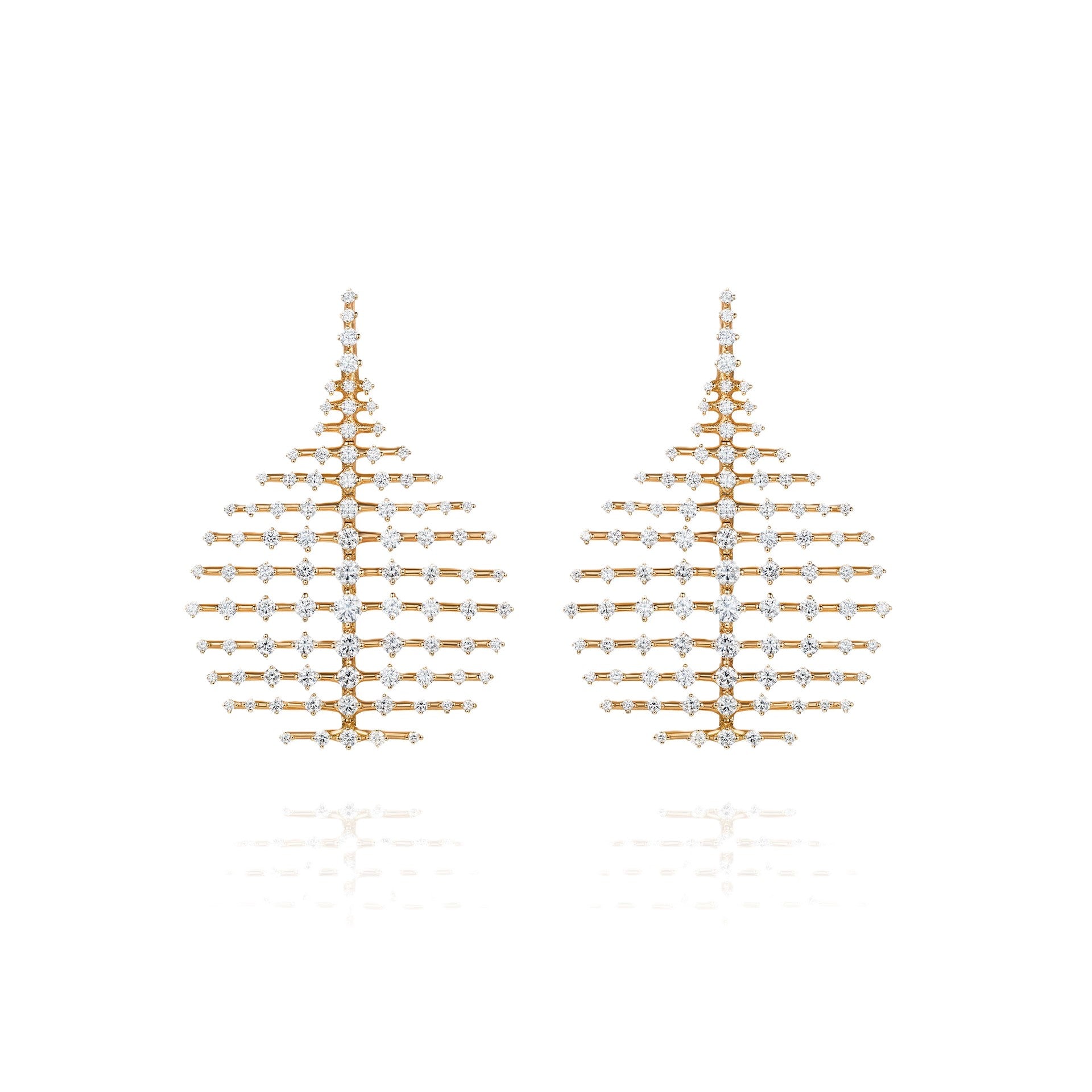 18K Yellow Gold and Diamond Small Disco Drop Earrings