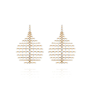 18K Yellow Gold and Diamond Small Disco Drop Earrings